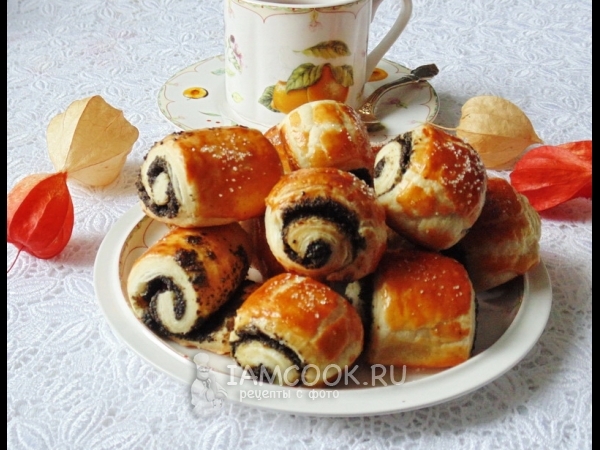 Слоеные рулетики с маком, рецепт с фото