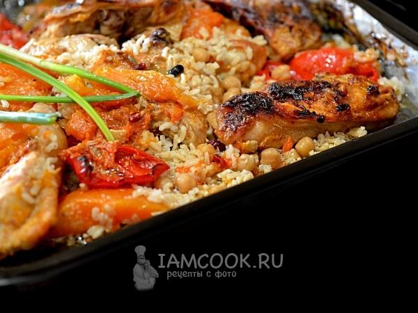 Рис с овощами и курицей, рецепт с фото