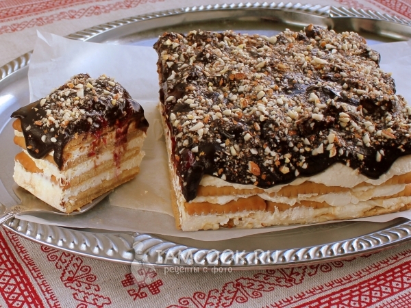 Торт из печенья и творога, рецепт с фото