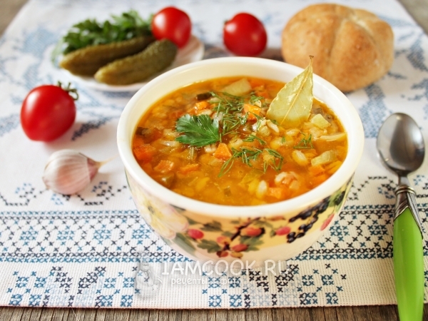 Постный рассольник с перловкой, рецепт с фото