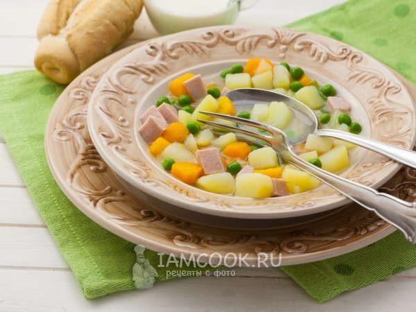 Суп с вареной колбасой, рецепт с фото