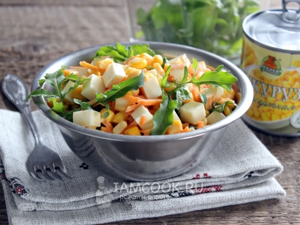 Салат с корейской морковью и кукурузой, рецепт с фото