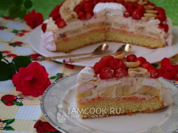 Торт с зефиром и фруктами, рецепт с фото