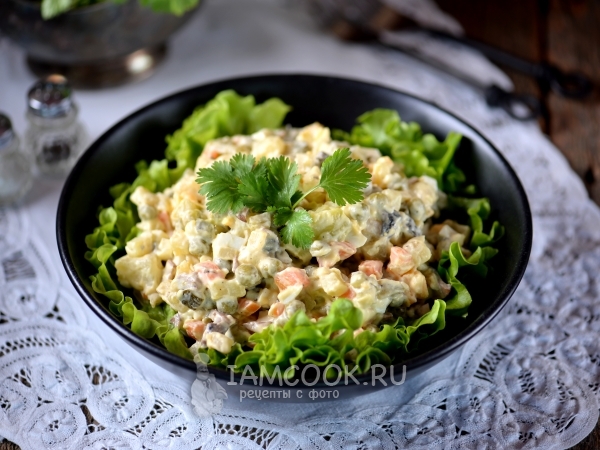Салат «Оливье» без мяса и колбасы, рецепт с фото