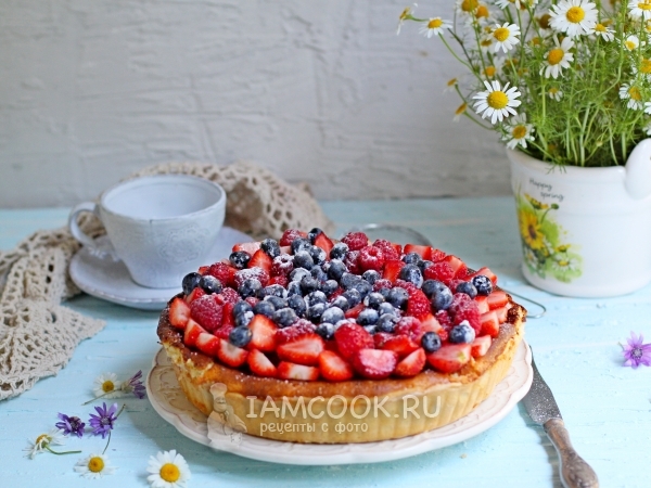 Пирог с творожно-сметанной начинкой, рецепт с фото