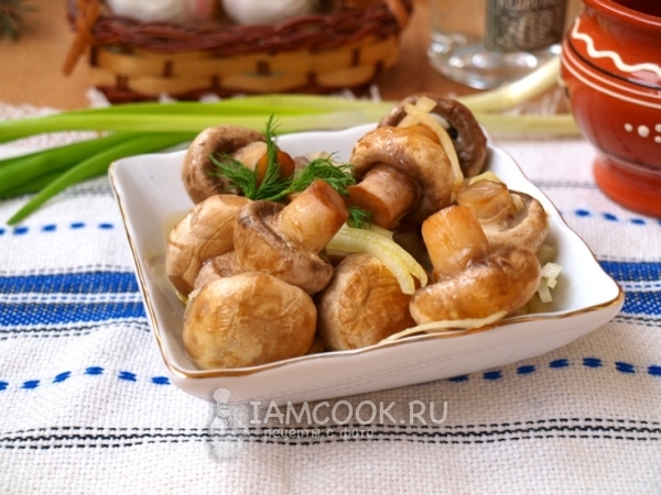 Быстрые маринованные шампиньоны, рецепт с фото