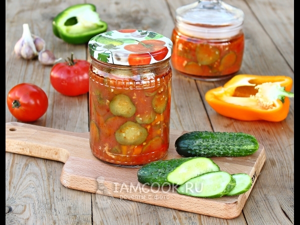 Лечо с огурцами, помидорами и перцем, рецепт с фото