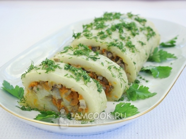 Постный картофельный рулет, рецепт с фото