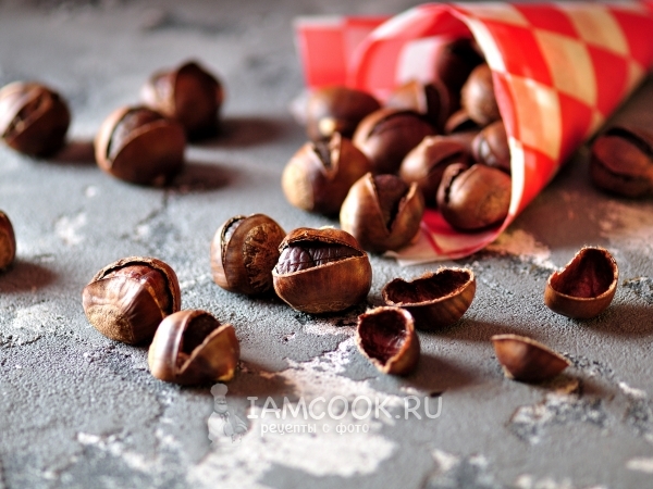 Каштаны, запеченные в духовке, рецепт с фото