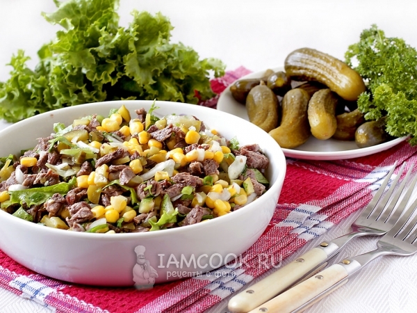 Салат из говядины с солеными огурцами, рецепт с фото
