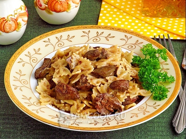 Паста с куриной печенью в мультиварке, рецепт с фото