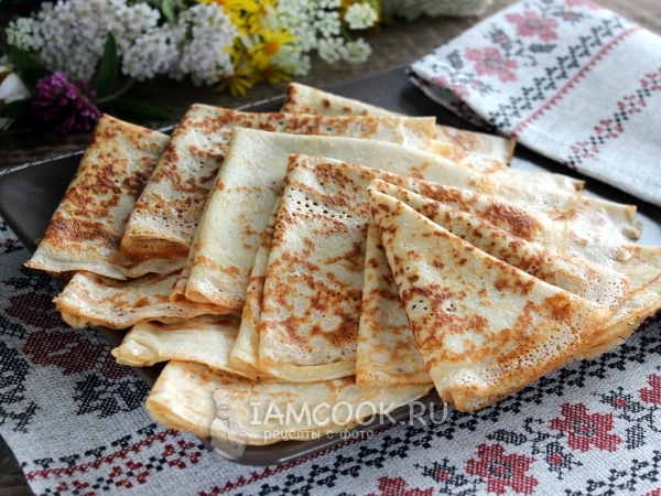 Тонкие блины на сыворотке (с дырочками), рецепт с фото