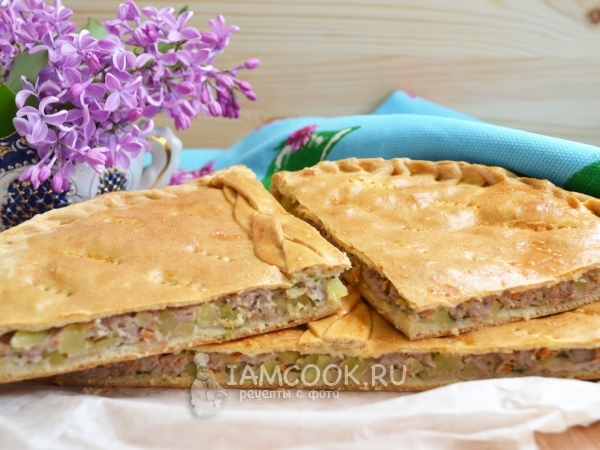 Курник с мясом и картошкой, рецепт с фото