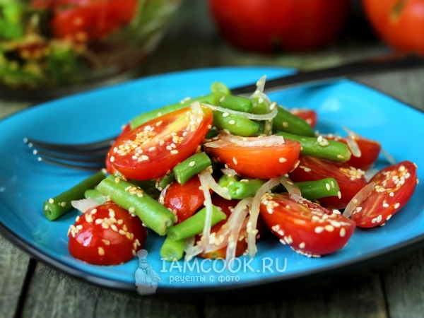 Салат со стручковой фасолью и помидорами, рецепт с фото