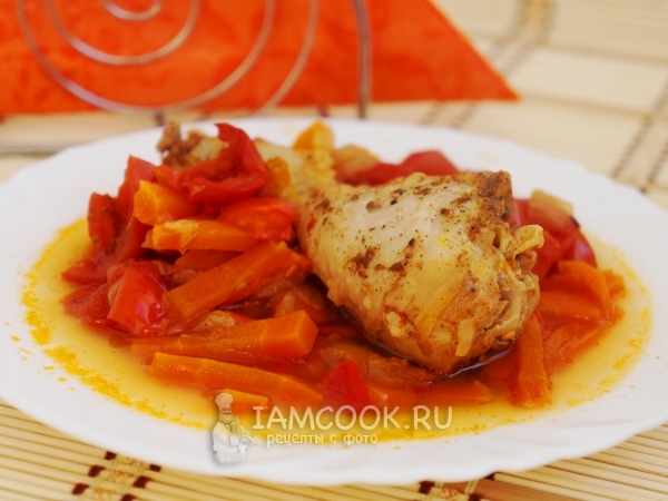 Куриные голени утопленные в овощном гарнире, рецепт с фото