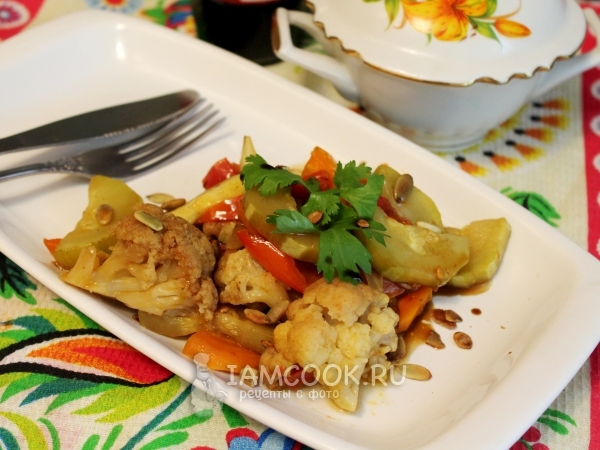 Овощное рагу с цветной капустой и кабачками, рецепт с фото