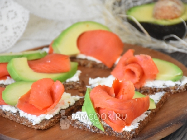 Тартинки с копченым лососем и авокадо, рецепт с фото