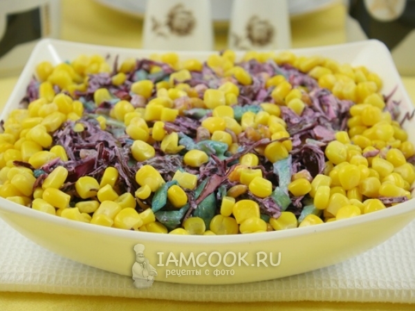 Салат из краснокочанной капусты с яичными блинчиками, рецепт с фото