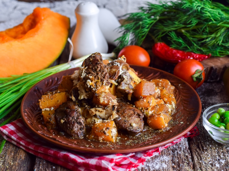 Тыква с печенью, рецепт с фото