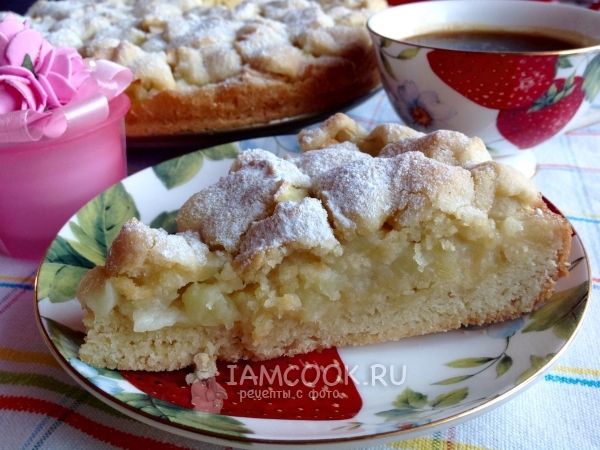 Яблочный пирог из песочного теста, рецепт с фото