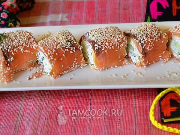 Рулетики из сёмги, рецепт с фото