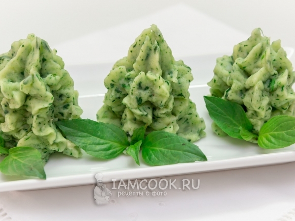 Картофельное пюре со шпинатом и чесноком, рецепт с фото