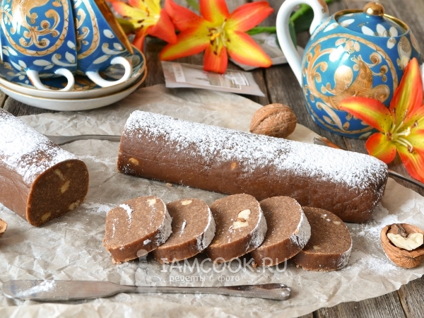 Колбаска кондитерская из печенья, рецепт с фото