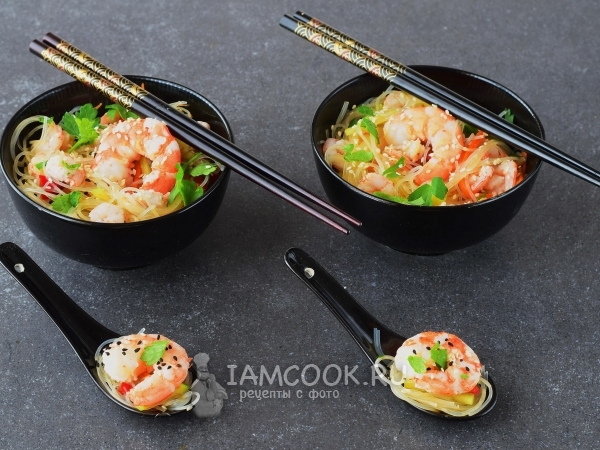 Фунчоза с креветками, рецепт с фото