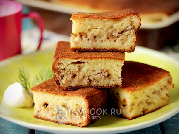 Заливной пирог с мясом, рецепт с фото