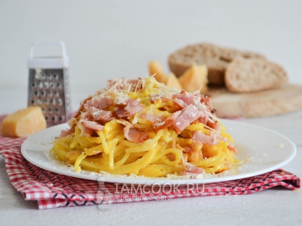 Спагетти карбонара со сливками (классический рецепт), рецепт с фото