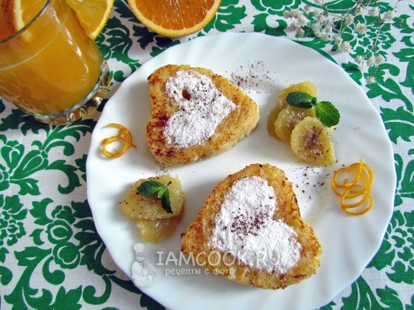 Французские тосты в виде сердца, рецепт с фото