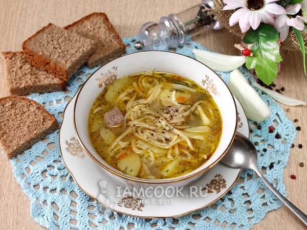 Суп с лапшой и фрикадельками в мультиварке, рецепт с фото