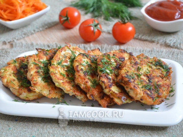 Куриные оладьи с кабачком и сыром, рецепт с фото