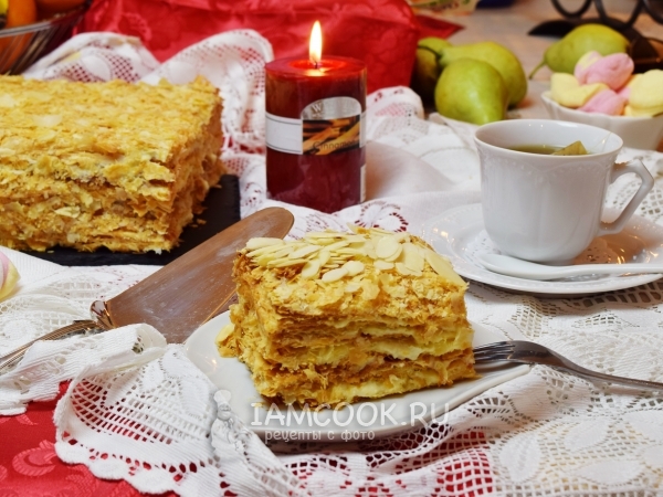 Торт «Наполеон» из готового слоёного теста, рецепт с фото