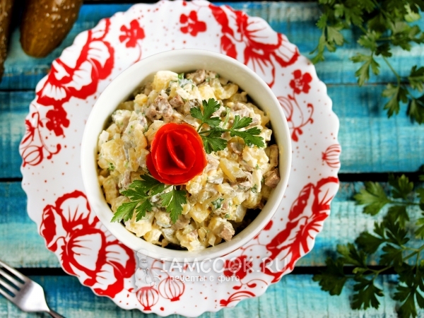 Салат из свиной печени, рецепт с фото