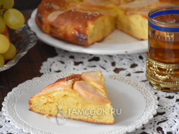 Творожный пирог с грушами, рецепт с фото