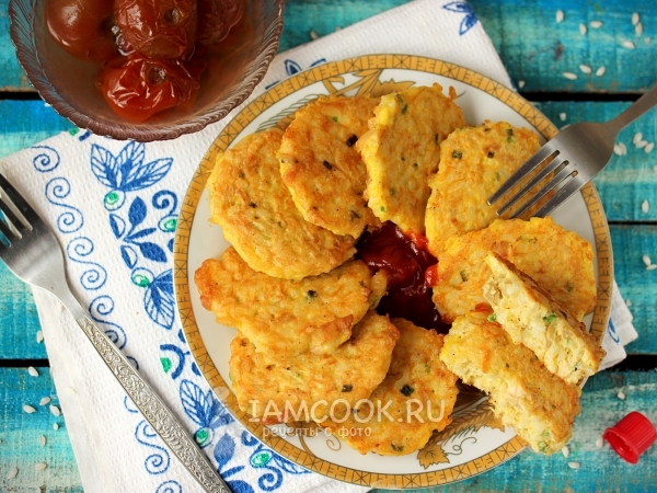 Рисовые оладьи с куриным мясом, рецепт с фото