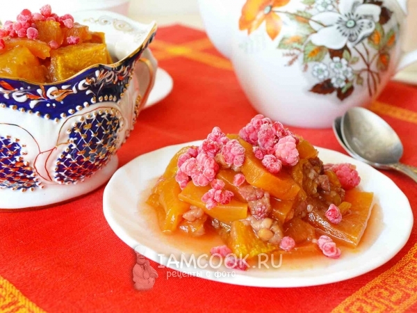 Десерт из тыквы с малиной , рецепт с фото