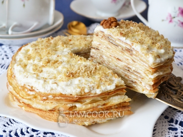 Торт блинный с творожным кремом, рецепт с фото