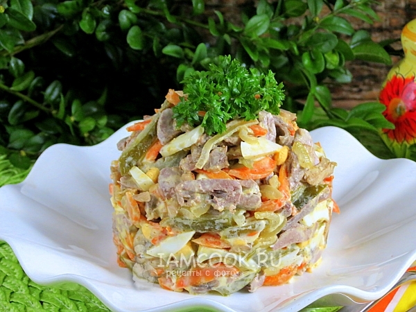 Салат с сердцем и грибами, рецепт с фото