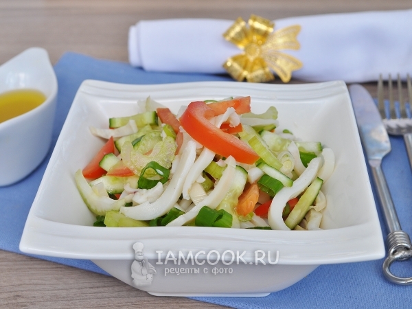 Постный салат из кальмаров, рецепт с фото