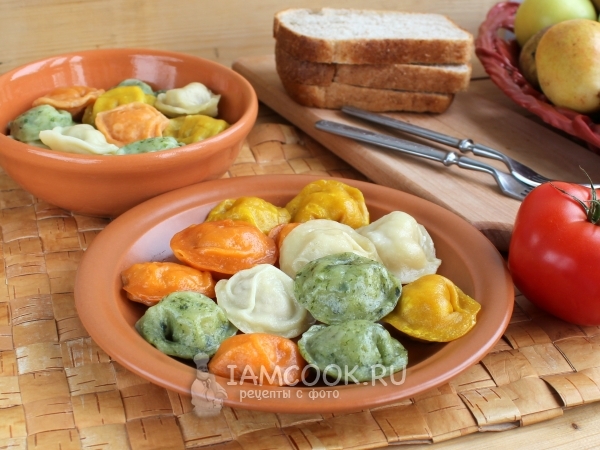 Пельмени цветные, рецепт с фото