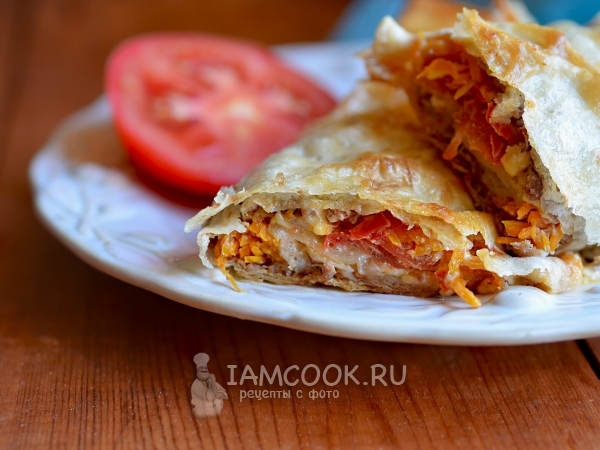 Горячий рулет из лаваша, рецепт с фото