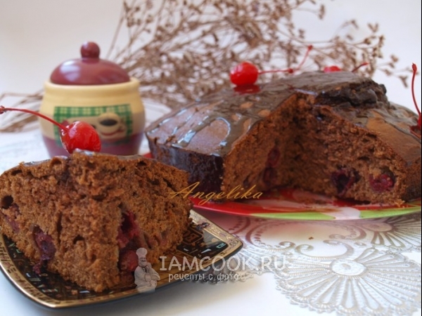 Шоколадный кекс с вишней, рецепт с фото