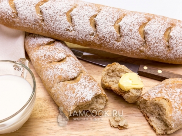 Багеты с цельнозерновой мукой и отрубями, рецепт с фото