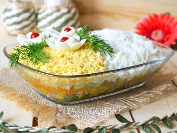 Салат из горбуши консервированной, рецепт с фото