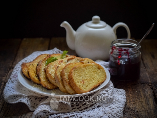 Сладкие гренки из батона с молоком и яйцом, рецепт с фото