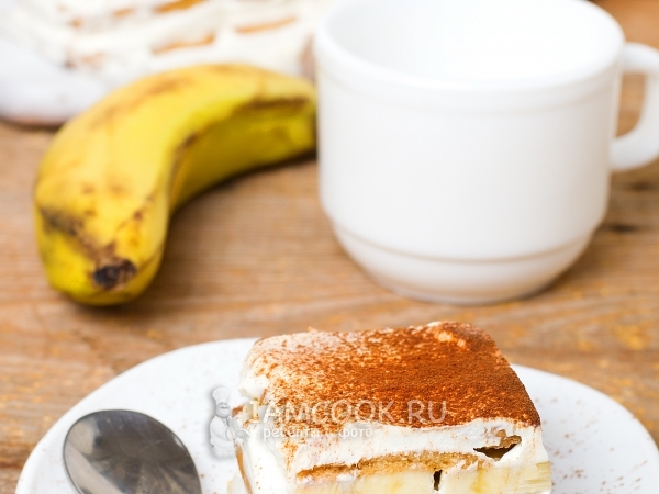 Торт с печеньем и бананами без выпечки, рецепт с фото
