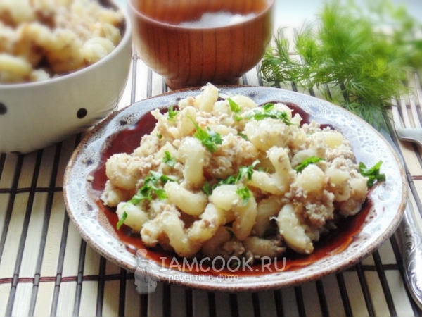 Макароны по-флотски с отварным мясом, рецепт с фото