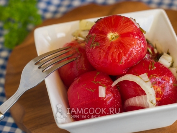 Помидоры маринованные (без шкурки), рецепт с фото